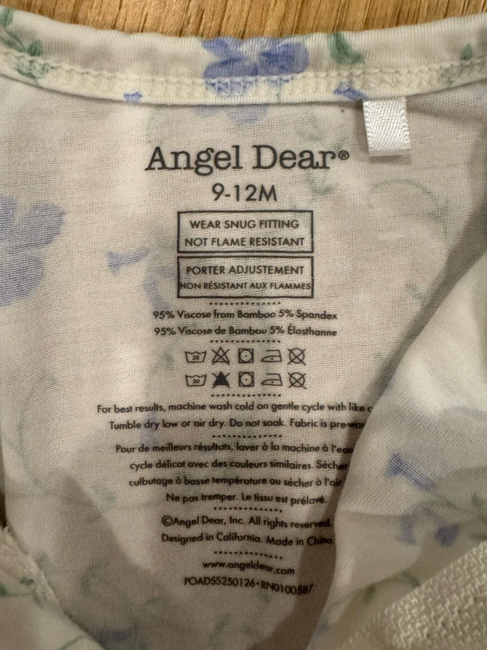 Angel Dear Cream Footed One-Piece sleeper pajamas 9-12m